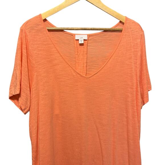 J Jill Women Tunic‎ Top XL Orange Slub Knit Tee Minimal Resort Coastal Beachy - Picture 4 of 8